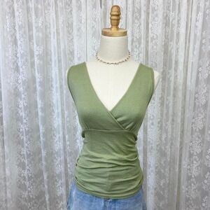 Michael Stars Vintage Y2K Sage‎ Green V Neck Sleeveless Top Women's One Size